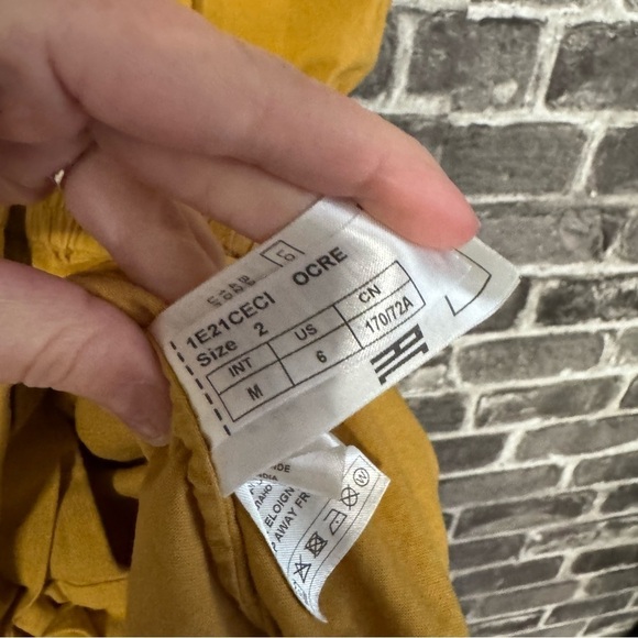 ba&sh Cecile Ruffle Sleeve Romper Playsuit Jumpsuit in Yellow Ochre - Picture 12 of 16